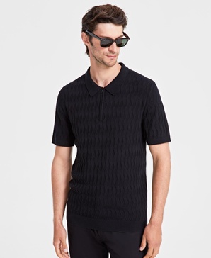 Men's Textured Polo Sweater, Created for Macy's