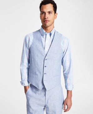 Men's Slim-Fit 100% Linen Suit Vest, Created for Macy's