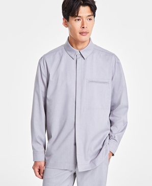 Men's Clean One Pocket Heathered Shirt Jacket, Created for Macy's