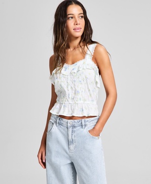 Women's Wide-Strap Ruffle-Trim Top, Exclusively at Macy's