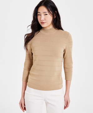 Women's Mock Neck 3/4-Sleeve Sweater