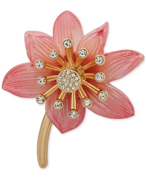 Gold-Tone Crystal Flower Pin