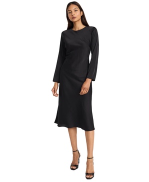 Women's Long-Sleeve Back-Slit Midi Dress