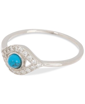 Silver-Tone Evil Eye Ring