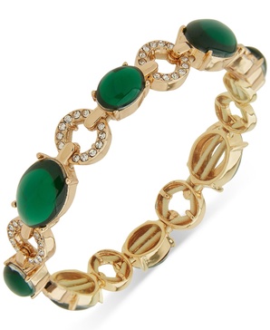 Gold-Tone Stone & Crystal Pavé Alternating Link Stretch Bracelet