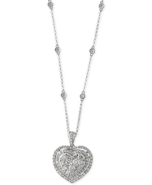 Bouquet by EFFY® Diamond Heart Pendant Necklace (1-1/8 ct. t.w.) in 14k White Gold or 14k Rose Gold