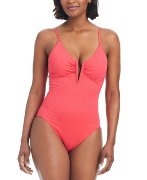 Women's V-Wire Plunge-Neck One-Piece Swimsuit, Created for Macy's