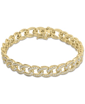 Mens' Diamond Curb Link Bracelet (6 ct. t.w.) in 10k Gold
