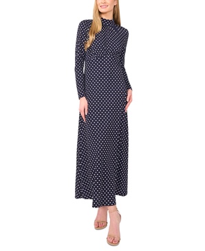 Women's Mock-Neck Long Sleeve Maxi Dress