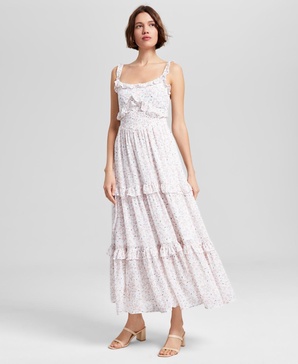Women's Floral-Print Ruffled Tiered  Smocked-Waist Maxi Dress, Exclusively at Macy's