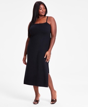 Trendy Plus Size Spaghetti-Strap Knit Midi Dress, Exclusively at Macy's 