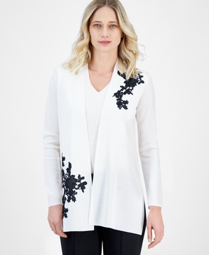 Women's Embellished Open-Front Cardigan Sweater