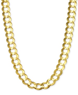 28" Open Curb Link Chain Necklace (7mm) in Solid 14k Gold
