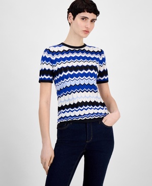 Women's Short-Sleeve Chevron Knit Top