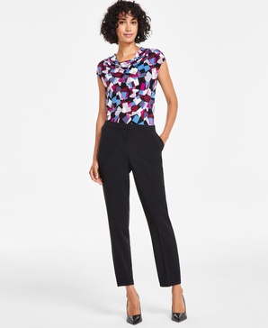 Slim Straight-Leg Elastic-Back Pants
