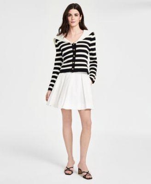 Women's Analissa Cotton Sailor-Collar Cardigan & Antheia Pleated Mini Skirt
