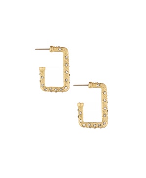 18k Gold-Plated Pavé-Studded Rectangle Hoop Earrings