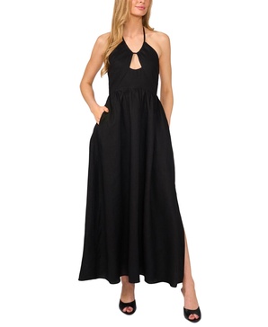 Women's Keyhole Halter Open-Back Maxi Dress