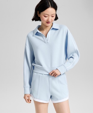 Women's Johnny Collar Scuba Top, Exclusively at Macy's