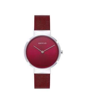 Women's Classic Red Stainless Steel Mesh Bracelet Watch 31mm