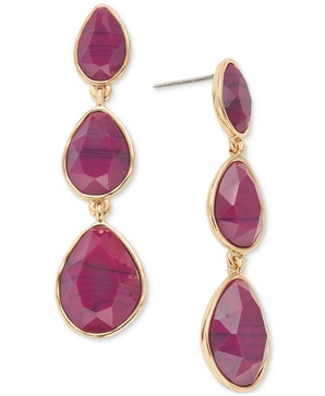 Pear-Shape Stone Triple Drop Earrings, Created for Macy's 