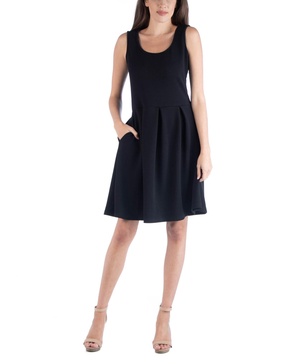 Sleeveless Skater Pleated Mini Dress with Pockets