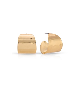 Hammered 18K Gold-Plated Cupped Hoop Earrings