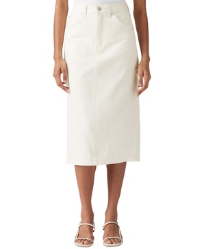 Women's Cotton High-Rise Back-Slit Denim Skirt