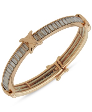 Gold-Tone Crystal Baguette Stone Stretch Bracelet