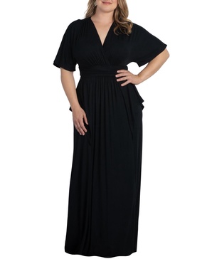 Plus Size Indie Flair Maxi Dress with Kimono Sleeves