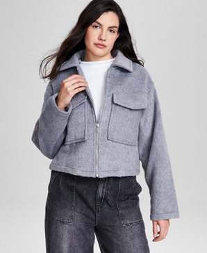 Women's Collared Zip-Front Shacket, Created for Macy's