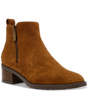 Anne Klein Womens AKSAKARA Double Zipper Faux Suede Ankle Boots
