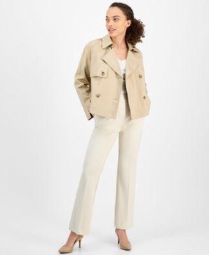 Petite Short Trench Coat & Straight-Leg Pants