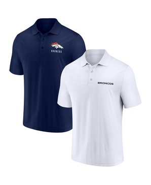 Men's White, Navy Denver Broncos Lockup Two-Pack Polo Shirt Set