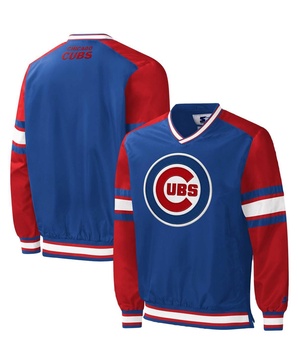 Men's Royal Chicago Cubs Yardline V-Neck Pullover Windbreaker