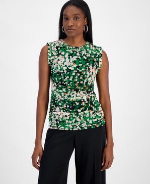 Women's Abstract Printed Mesh Sleeveless Blouse, Exclusively at Macy's
