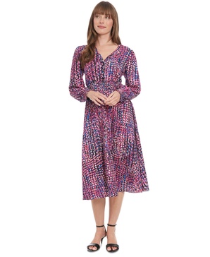 Petite Printed Smocked-Waist Dress