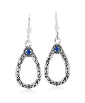 Sterling Silver Lapis Lazuli Gemstone Pear Shaped Lever Back Earrings