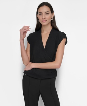 Women's Textured Surplice Top 
