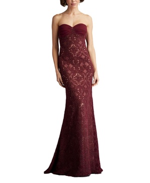 Women's Kohli Strapless Lattice Embroidered Gown