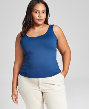 Plus Size Scoop-Neck Sleeveless Top, Created for Macy's
