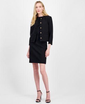 Women's Textured Five-Button Jacket & Sleeveless Sheath Dress