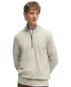 Men's Logo Patch Zip-Neck Sweater
