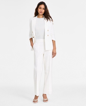Women's High Rise Linen Pull-On Pants, Exclusively at Macy's