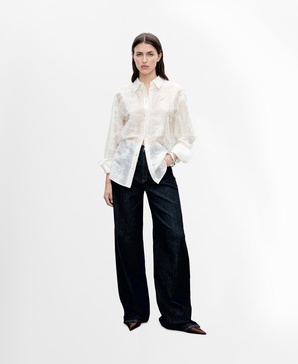 Women's Floral Embroidery Lyocell Shirt