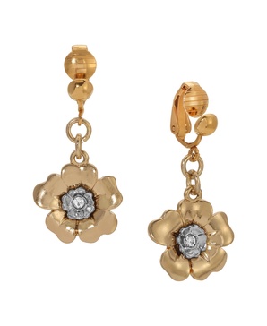 Crystal Flower Clip Earrings