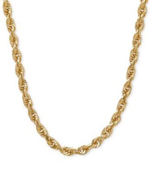 Solid Glitter Rope 22" Chain Necklace (4mm) in 14k Gold