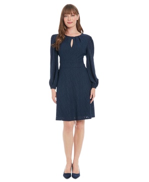 Petite Embroidered Keyhole Mini Dress