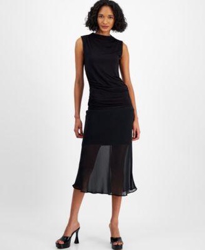 Women's Sleeveless Asymmetric Drape-Neck Top & Chiffon Pull-On Midi Skirt, Created for Macy's
