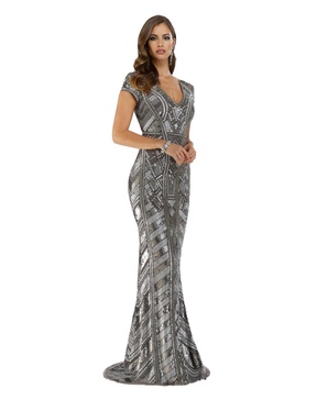 Women's Body Con Beaded Silver Dress